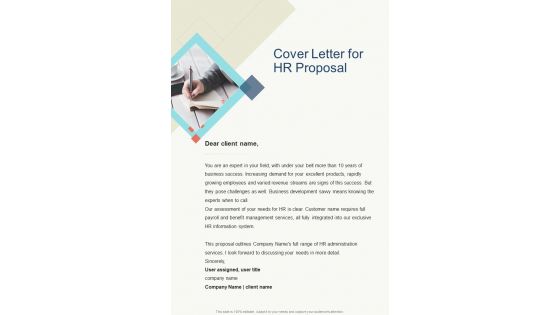 Cover Letter For HR Proposal One Pager Sample Example Document