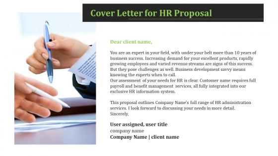 Cover letter for hr proposal ppt summary example introduction