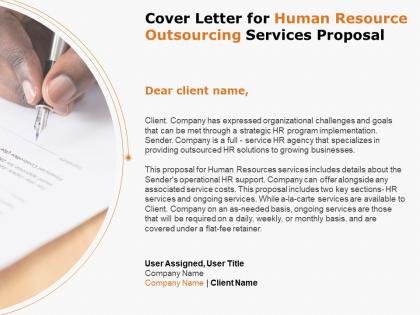 Cover letter for human resource outsourcing services proposal ppt powerpoint presentation model