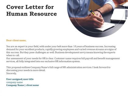 Cover letter for human resource ppt powerpoint presentation pictures example