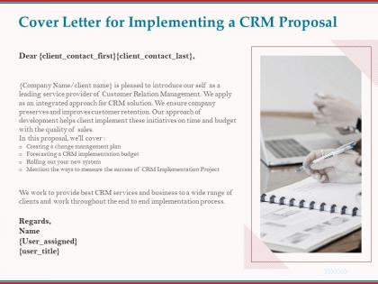 Cover letter for implementing a crm proposal ppt powerpoint presentation objects
