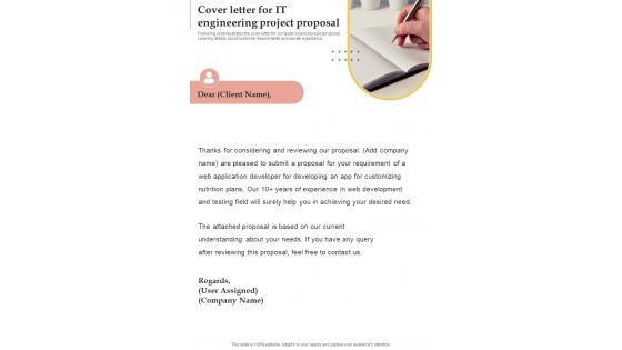 Cover Letter For It Engineering Project Proposal One Pager Sample Example Document