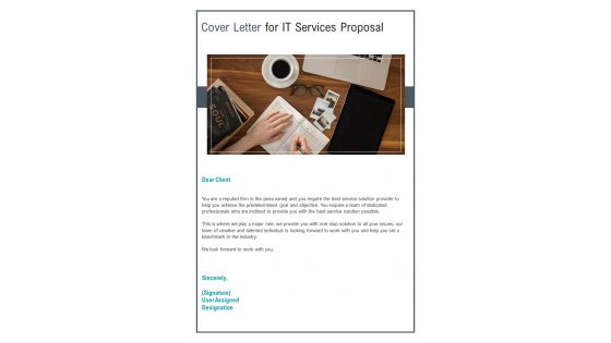 Cover Letter For IT Services Proposal One Pager Sample Example Document