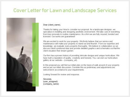 Cover letter for lawn and landscape services ppt slides