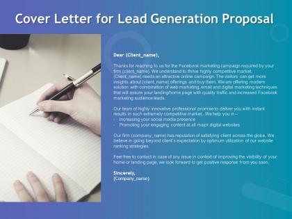 Cover letter for lead generation proposal ppt powerpoint presentation slides