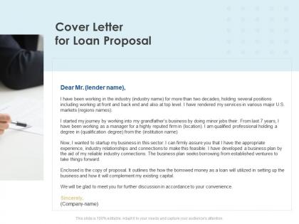 Cover letter for loan proposal ppt powerpoint presentation professional