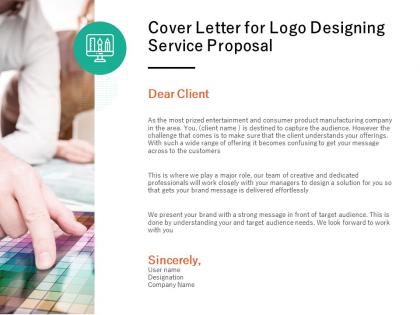 Cover letter for logo designing service proposal ppt powerpoint presentation