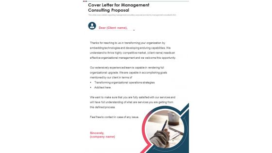 Cover Letter For Management Consulting Proposal One Pager Sample Example Document