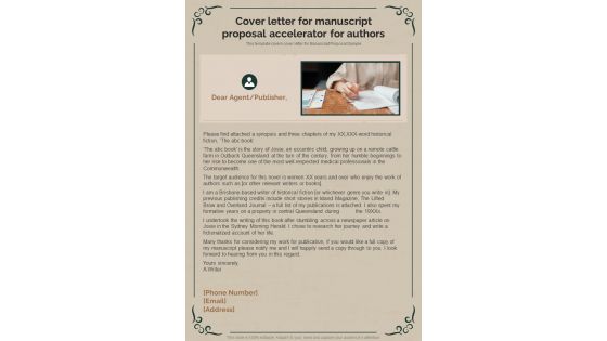 Cover Letter For Manuscript Proposal Accelerator For Authors One Pager Sample Example Document