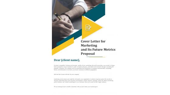 Cover Letter For Marketing And Its Future Metrics Proposal One Pager Sample Example Document