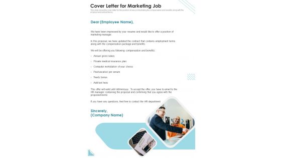 Cover Letter For Marketing Job Proposal For Marketing Job One Pager Sample Example Document