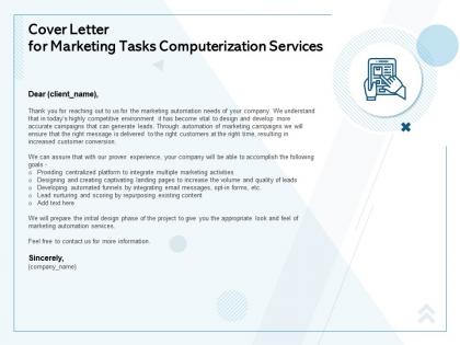 Cover letter for marketing tasks computerization services competitive environment ppt powerpoint slides