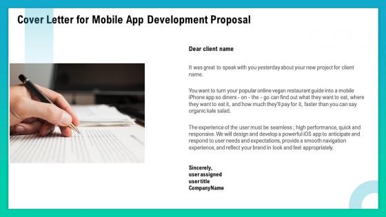 Cover letter for mobile app development proposal ppt styles rules
