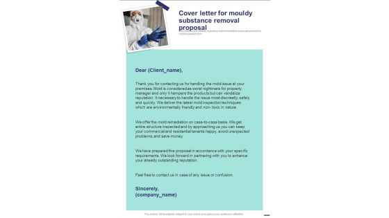 Cover Letter For Mouldy Substance Removal One Pager Sample Example Document