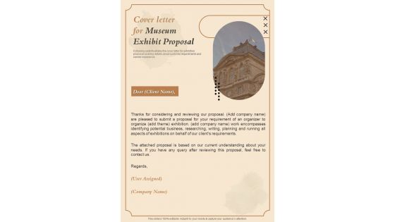 Cover Letter For Museum Exhibit Proposal One Pager Sample Example Document