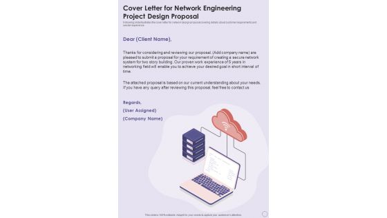 Cover Letter For Network Engineering Project Design Proposal One Pager Sample Example Document