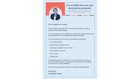 Cover Letter For New Job Description Proposal One Pager Sample Example Document