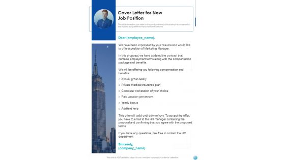Cover Letter For New Job Position One Pager Sample Example Document