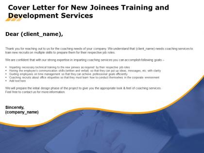 Cover letter for new joinees training and development services ppt file graphics