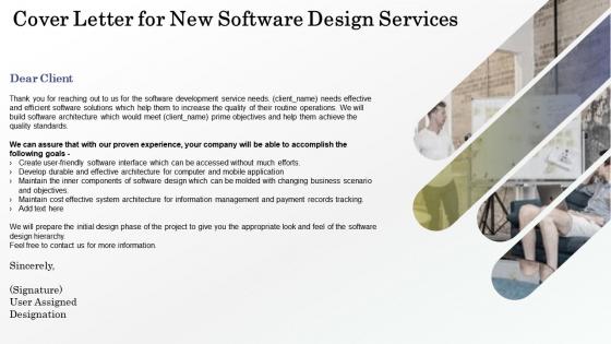 Cover letter for new software design services ppt slides file