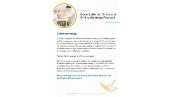 Cover Letter For Online And Offline Marketing Proposal One Pager Sample Example Document