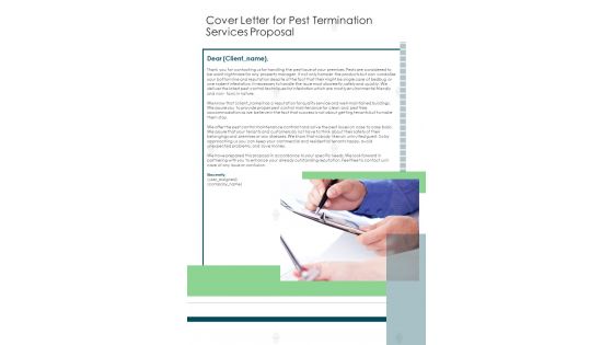 Cover Letter For Pest Termination Services Proposal One Pager Sample Example Document