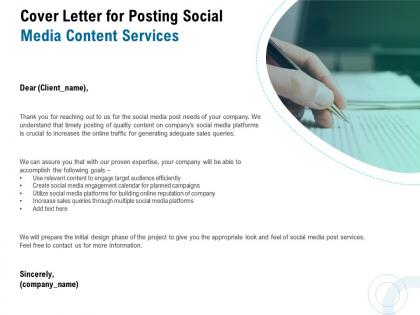 Cover letter for posting social media content services ppt powerpoint presentation portfolio