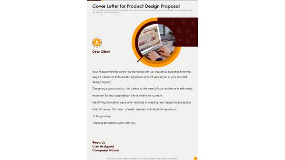 Cover Letter For Product Design Proposal One Pager Sample Example Document