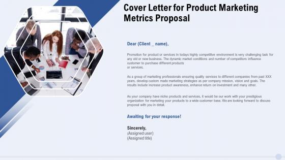 Cover letter for product marketing metrics proposal ppt slides background