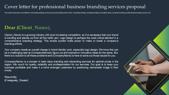 Cover Letter For Professional Business Branding Services Proposal Ppt Slides Background Images