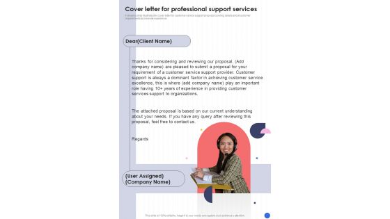 Cover Letter For Professional Support Services One Pager Sample Example Document