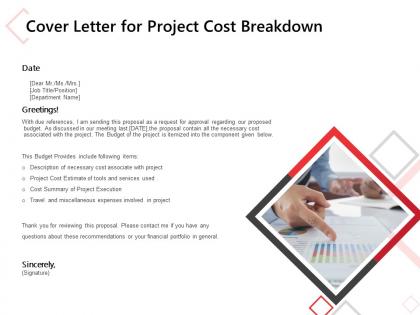 Cover letter for project cost breakdown ppt powerpoint presentation infographics visuals