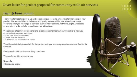 Cover Letter For Project Proposal For Community Radio Air Services Ppt Download