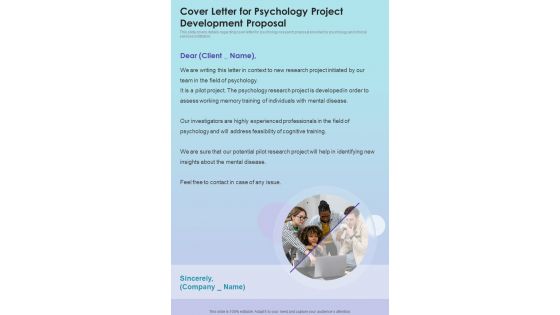 Cover Letter For Psychology Project Development Proposal One Pager Sample Example Document