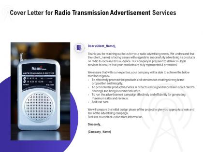 Cover letter for radio transmission advertisement services ppt topics