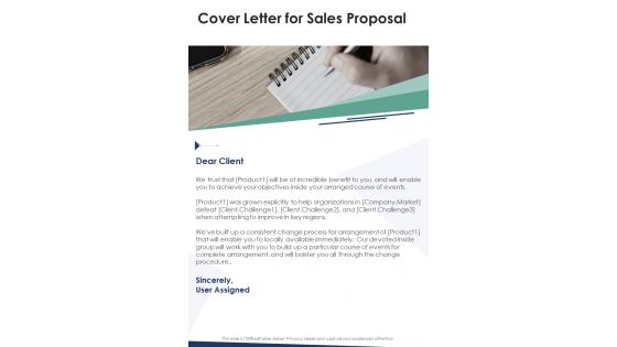 Cover Letter For Sales Proposal One Pager Sample Example Document