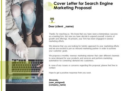 Cover letter for search engine marketing proposal ppt powerpoint presentation ideas