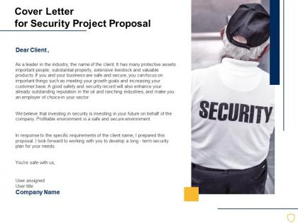 Cover letter for security project proposal ppt powerpoint presentation smartart