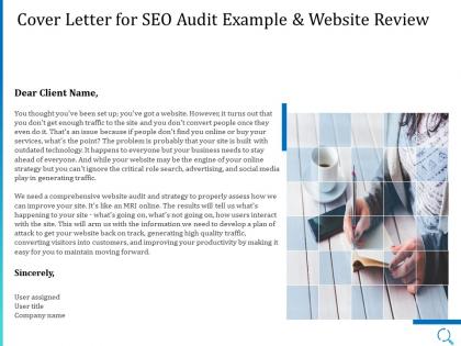 Cover letter for seo audit example and website review ppt powerpoint summary