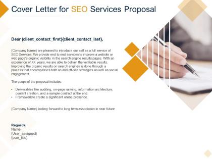 Cover letter for seo services proposal ppt powerpoint presentation inspiration icon