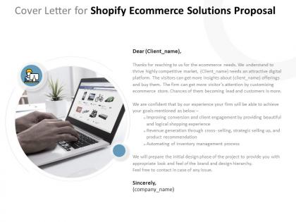 Cover letter for shopify ecommerce solutions proposal ppt powerpoint presentation picture