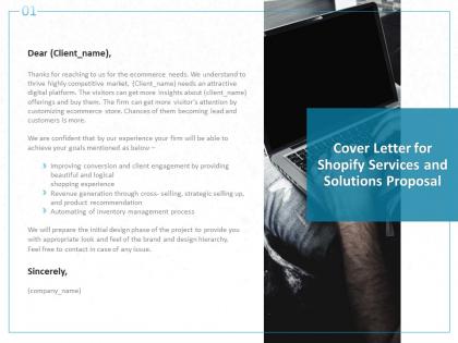 Cover letter for shopify services and solutions proposal ppt powerpoint presentation