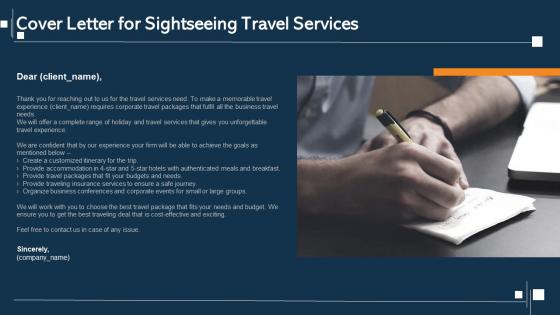 Cover letter for sightseeing travel services ppt slides samples