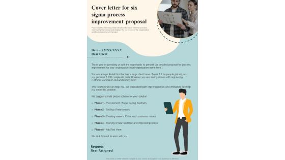 Cover Letter For Six Sigma Process Improvement Proposal One Pager Sample Example Document