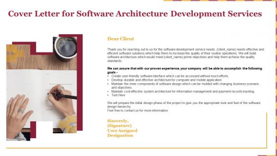 Cover letter for software architecture development services ppt slides rule