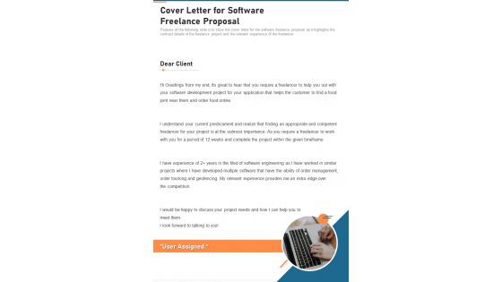 Cover Letter For Software Freelance Proposal One Pager Sample Example Document