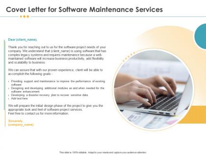 Cover letter for software maintenance services goals ppt gallery