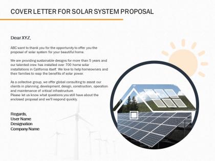 Cover letter for solar system proposal ppt powerpoint presentation gallery slide