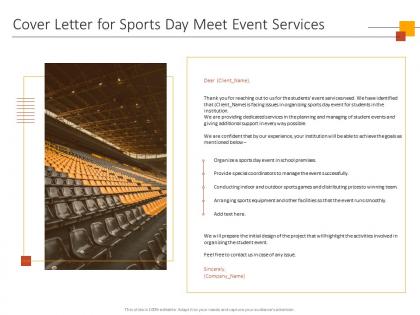 Cover letter for sports day meet event services ppt powerpoint presentation good