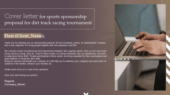 Cover Letter For Sports Sponsorship Proposal For Dirt Track Racing Tournament Ppt Infographics